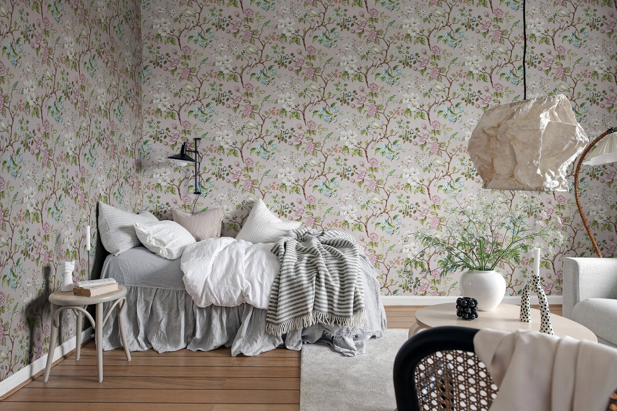 Petit Flora, Soft Pink Mural Wallpaper - room preview 03
