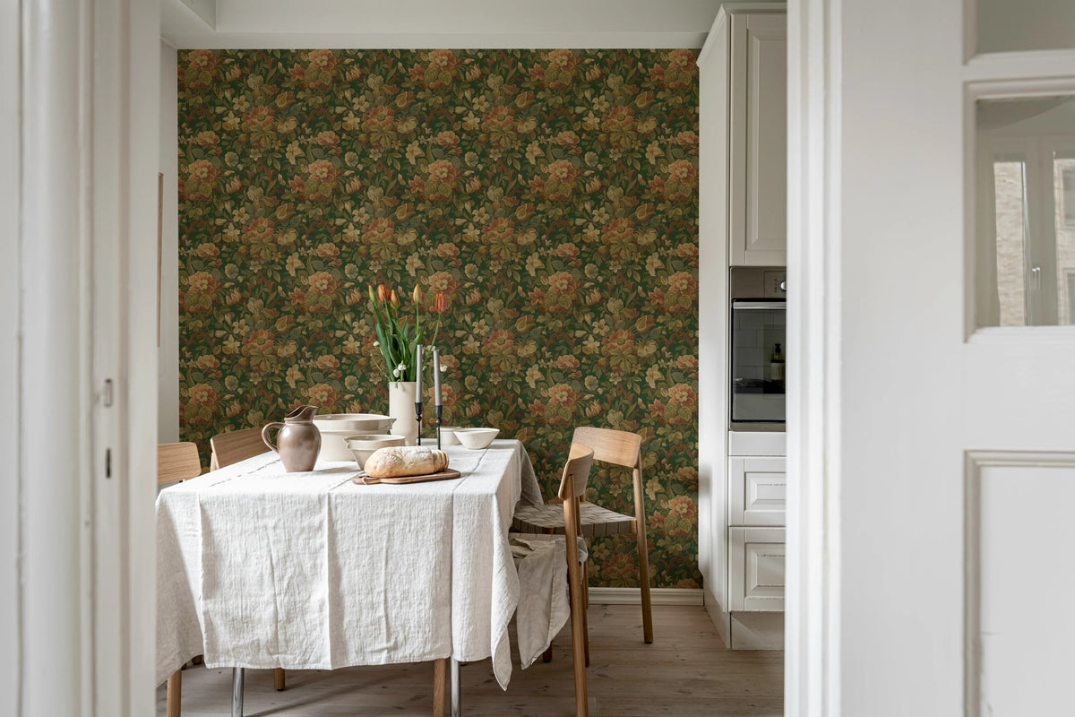 Vintage Garden, Green Mural Wallpaper - room preview 03