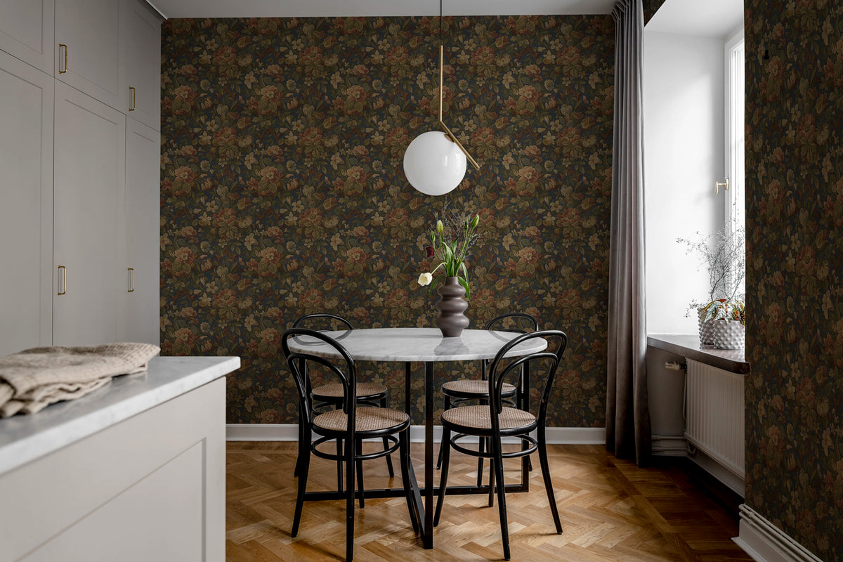 Vintage Garden, Blue Mural Wallpaper - room preview 03