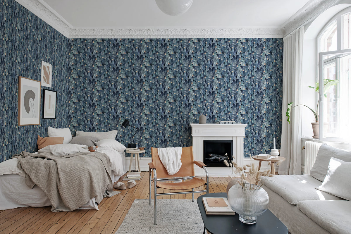 No Time to Waste, Blue Mural Wallpaper - room preview 03