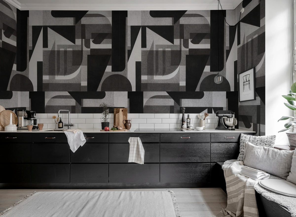 Vaasa, Graphite Mural Wallpaper - room preview 03