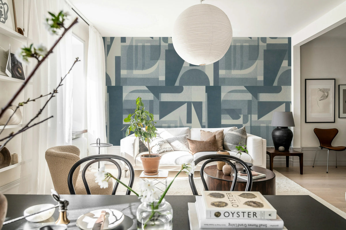 Vaasa, Blue Mural Wallpaper - room preview 03