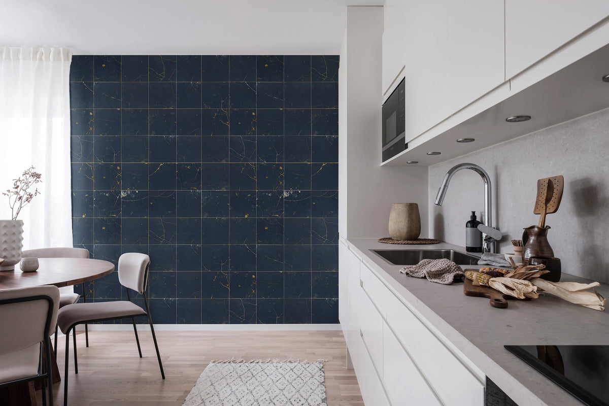 Kintsugi Dark blue Mural Wallpaper - room preview 03