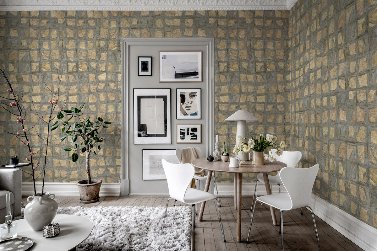 Gold Leaves Gold Mural Wallpaper - room preview 03