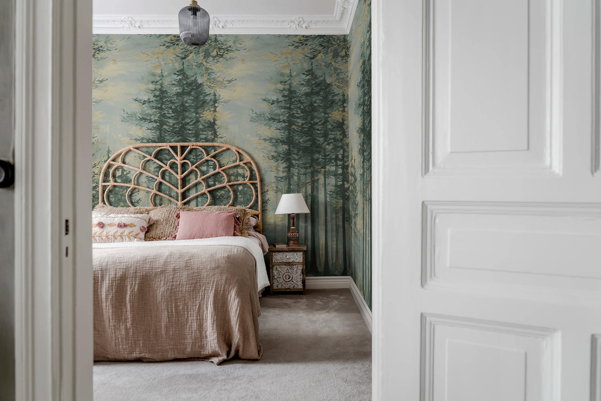Daybreak, Green Mural Wallpaper - room preview 03