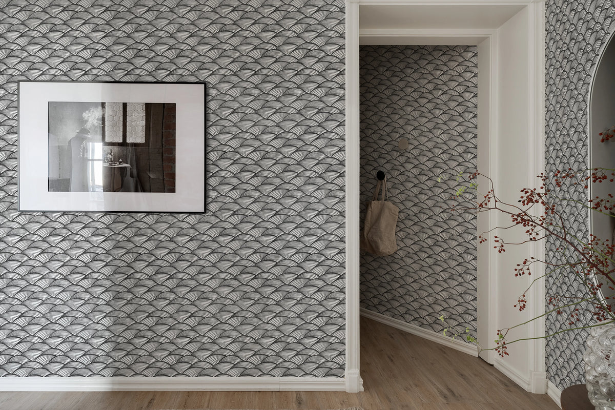 Ripple Graphite Mural Wallpaper - room preview 03