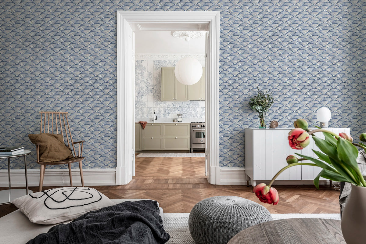 Ripple Blue Mural Wallpaper - room preview 03