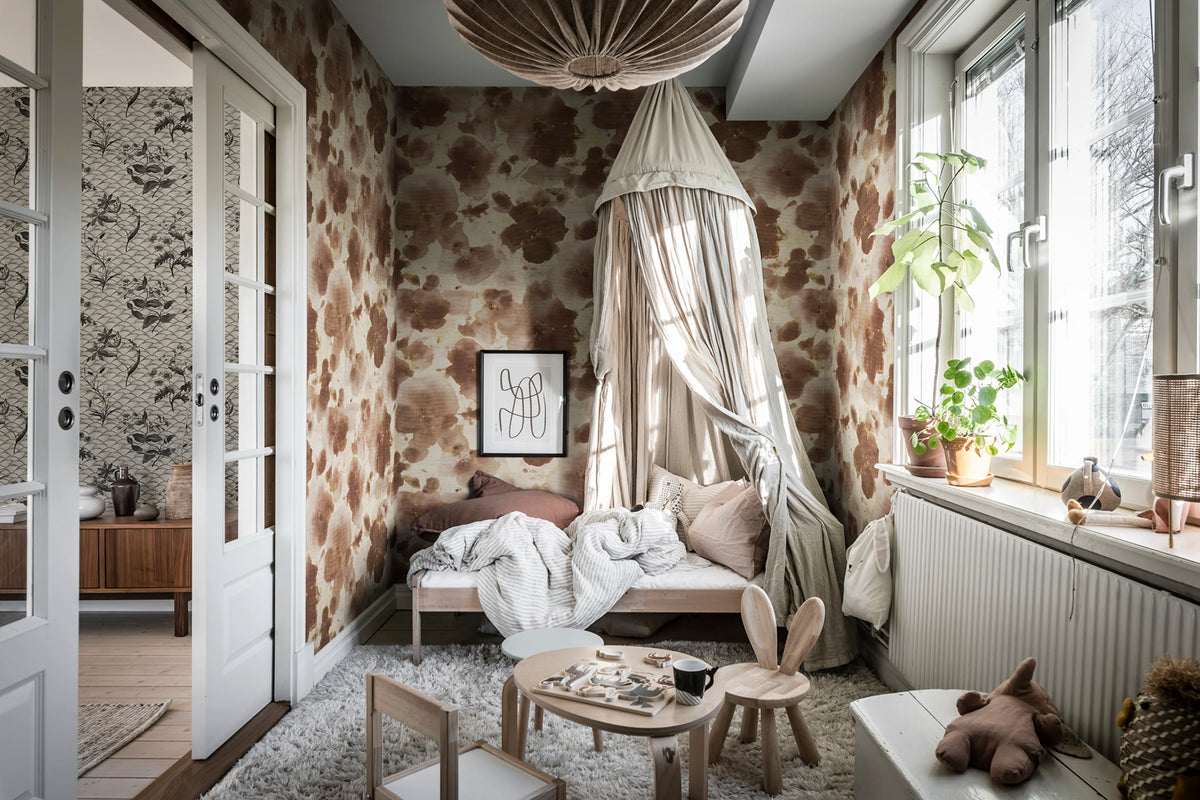 Violets Rust Mural Wallpaper - room preview 03