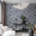 Floral Ripple Blue Mural Wallpaper - room preview 03