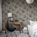 Floral Ripple Graphite Mural Wallpaper - room preview 03