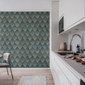 Osaka Tiles, Emerald Mural Wallpaper - room preview 03