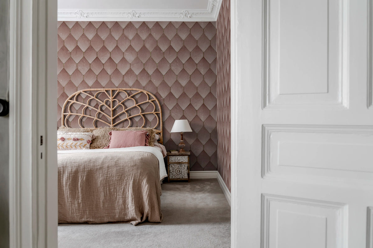 Osaka Tiles, Pink Mural Wallpaper - room preview 03