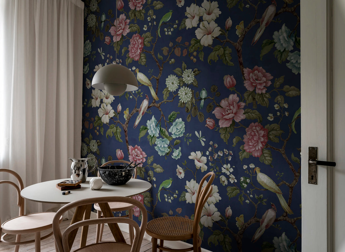 Grandiflora, Blue Mural Wallpaper - room preview 03