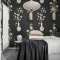 Japanese Vases Graphite Mural Wallpaper - room preview 03
