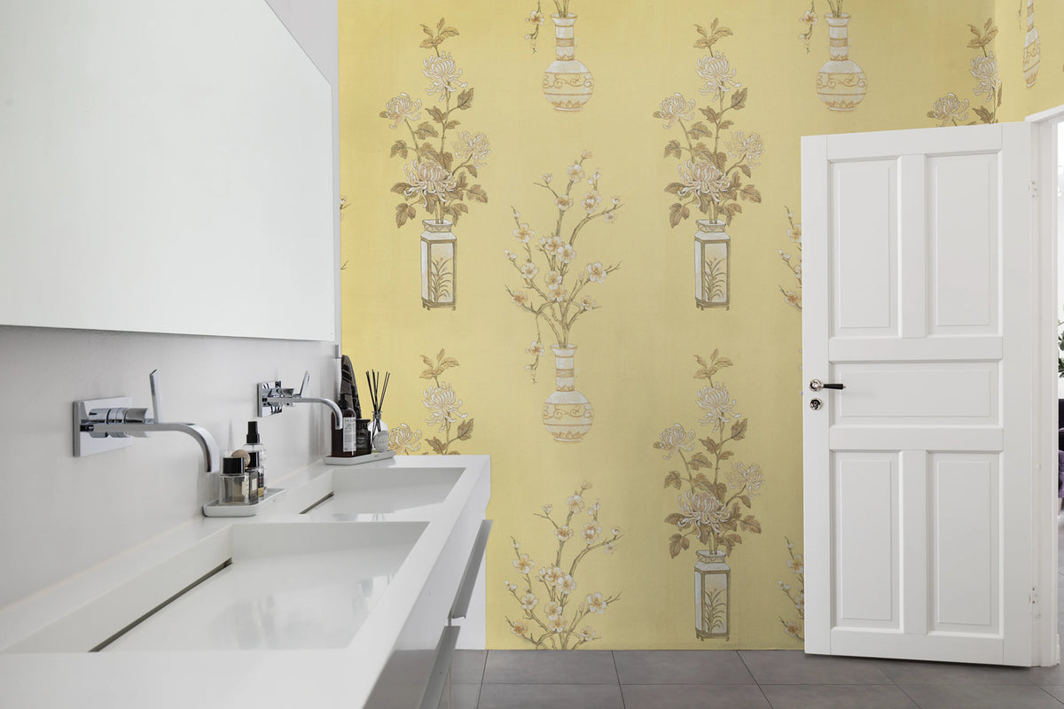 Japanese Vases Saffron Mural Wallpaper - room preview 03