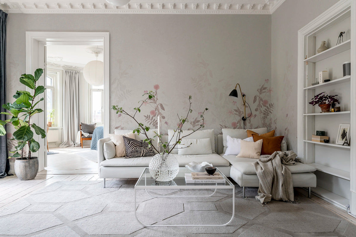 Stormy Meadow, Dusty Pink Mural Wallpaper - room preview 03