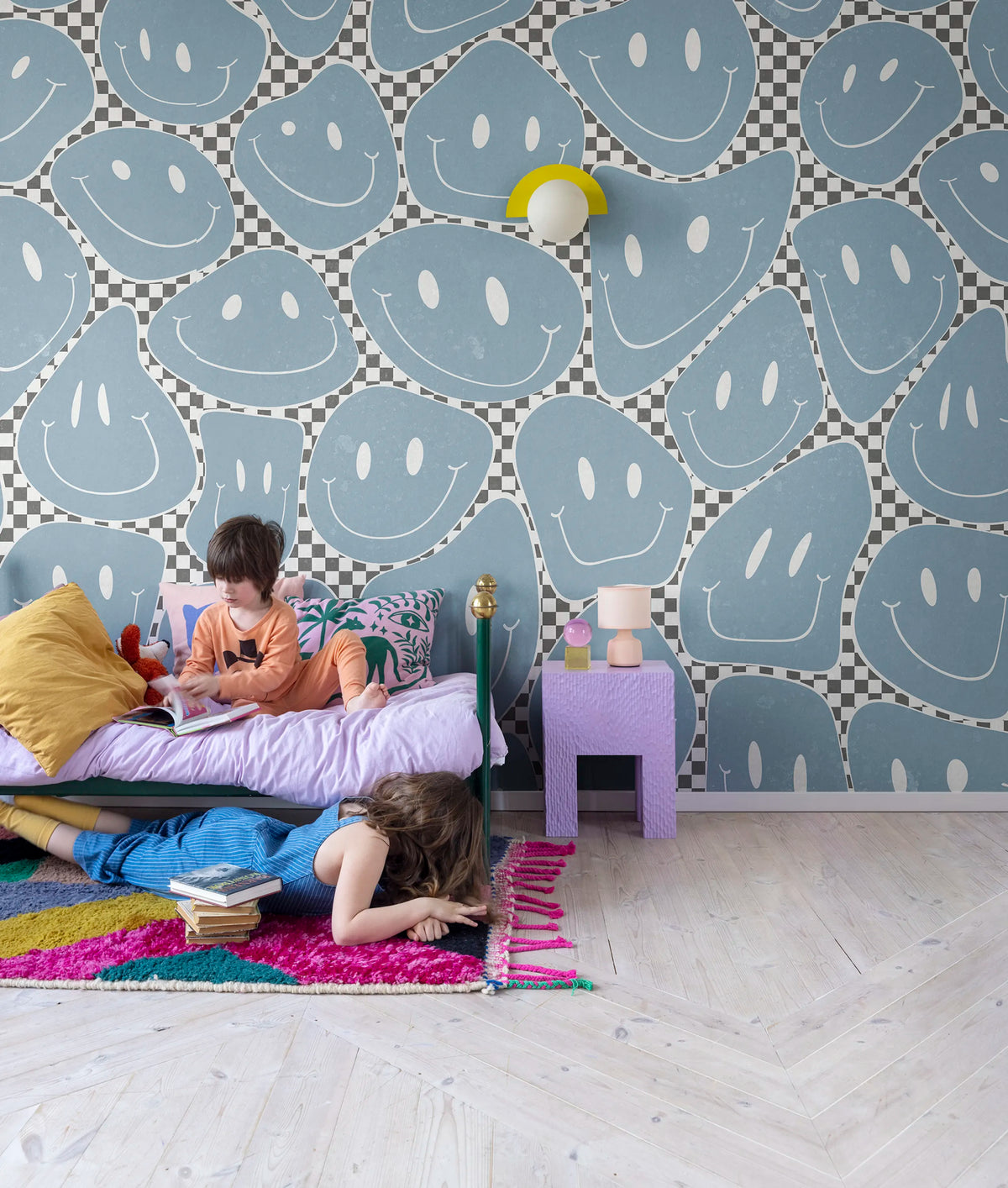 Happy Rebel, Blue Chess Mural Wallpaper - room preview 03