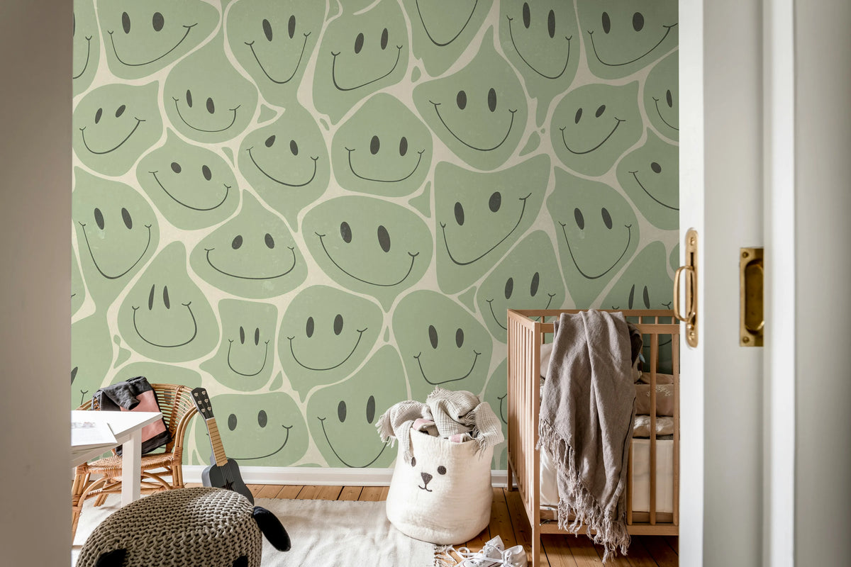 Happy Rebel, Green Mural Wallpaper - room preview 03