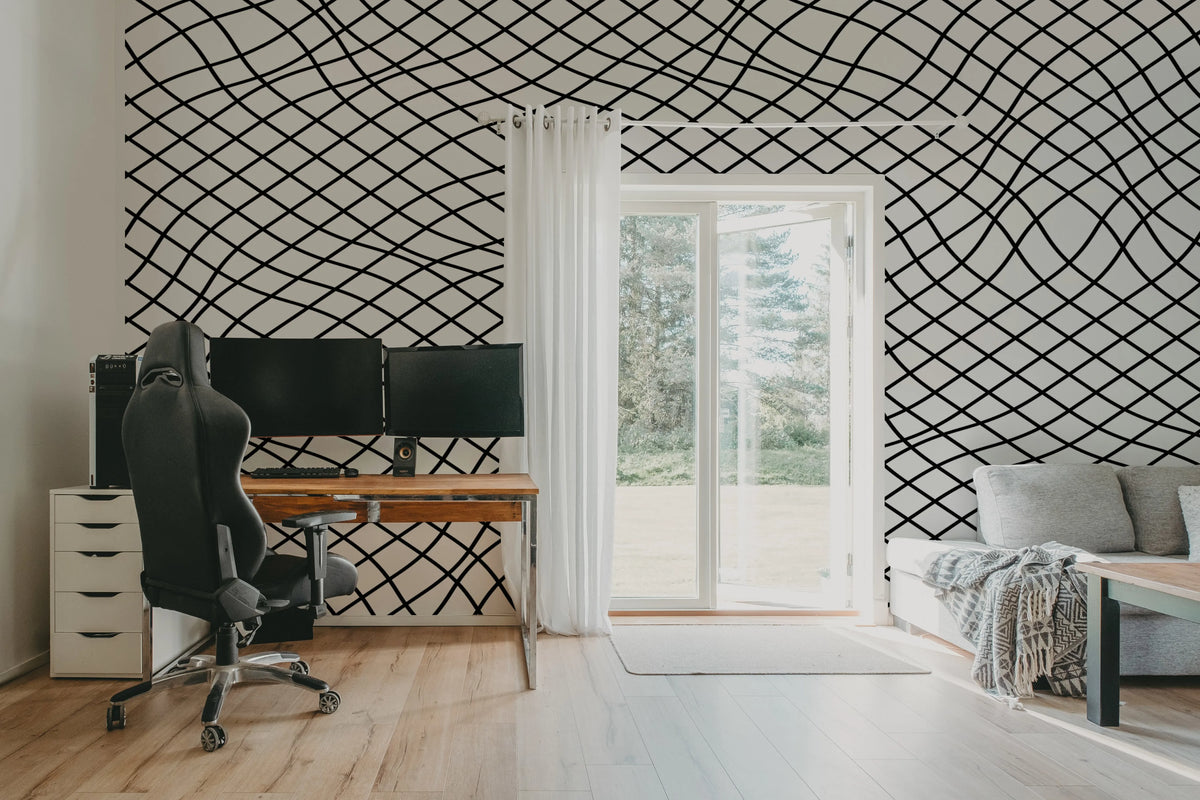 Net Graphite Mural Wallpaper - room preview 03