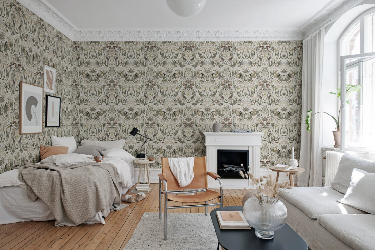 The Swedish Forest Mini, White Mural Wallpaper - room preview 03
