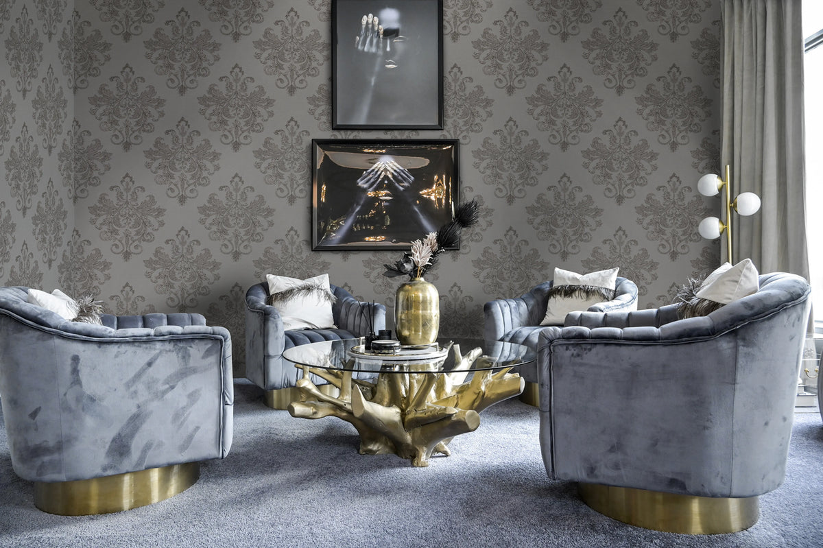 Baroque Pearl, Beige Mural Wallpaper - room preview 03