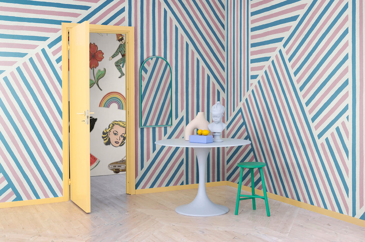 Different Directions, Pink & Blue Mural Wallpaper - room preview 03