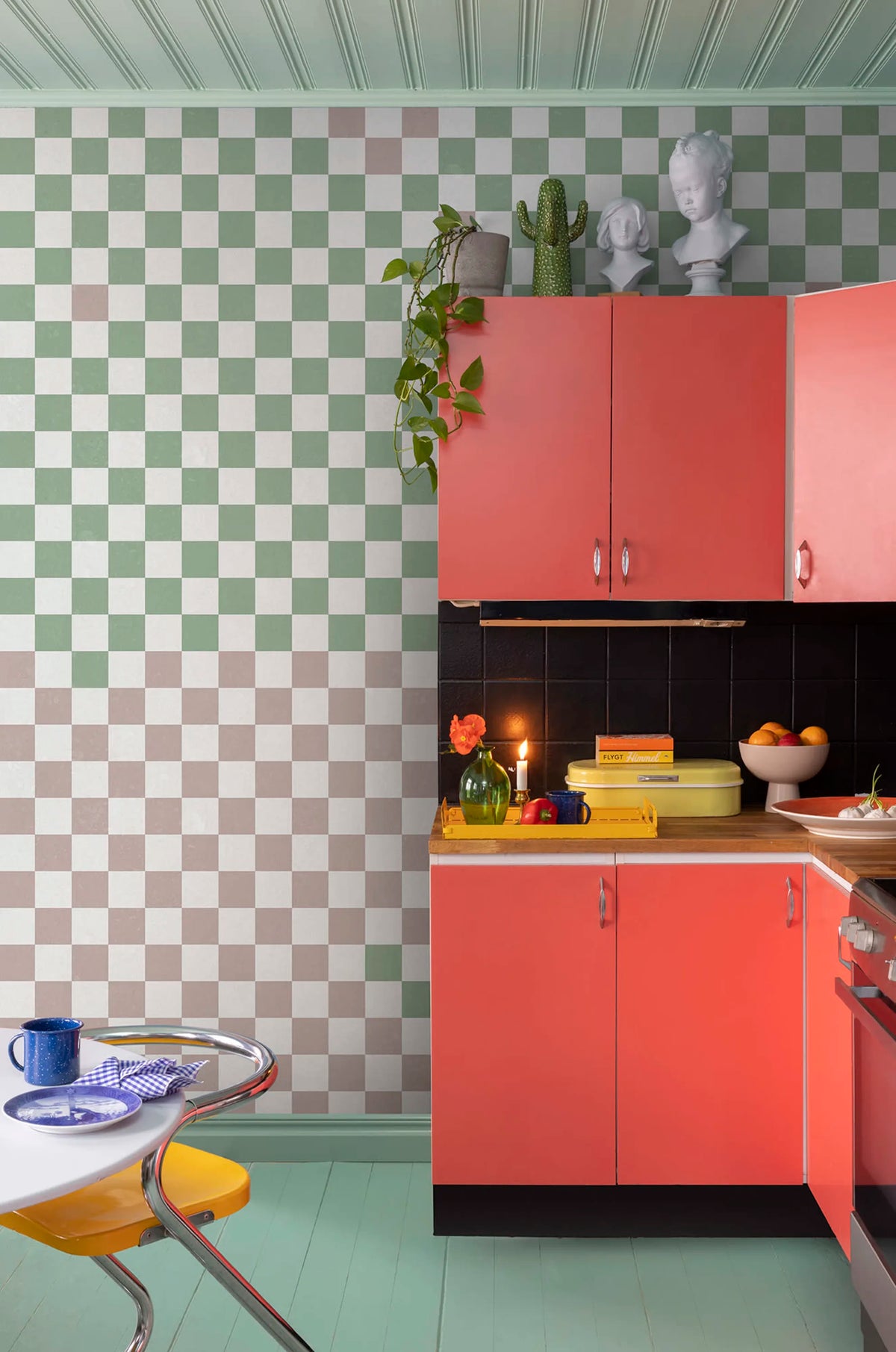 Pixels, Green & Pink Mural Wallpaper - room preview 03