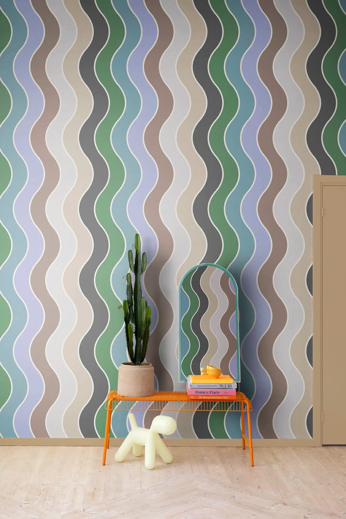 Seventies Waves, Rainbow Mural Wallpaper - room preview 03