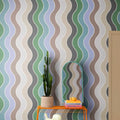 Seventies Waves, Rainbow Mural Wallpaper - room preview 03