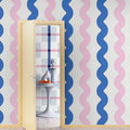 Wobbly Blue & Pink Mural Wallpaper - room preview 03
