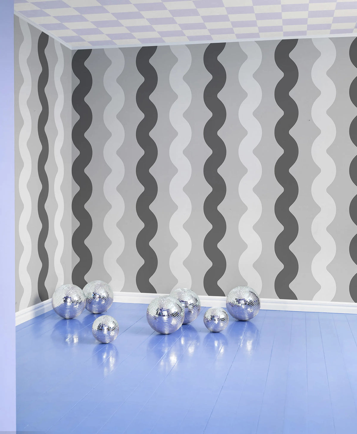 Wobbly Black & White Mural Wallpaper - room preview 03