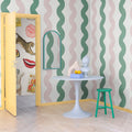 Wobbly Green & Pink Mural Wallpaper - room preview 03