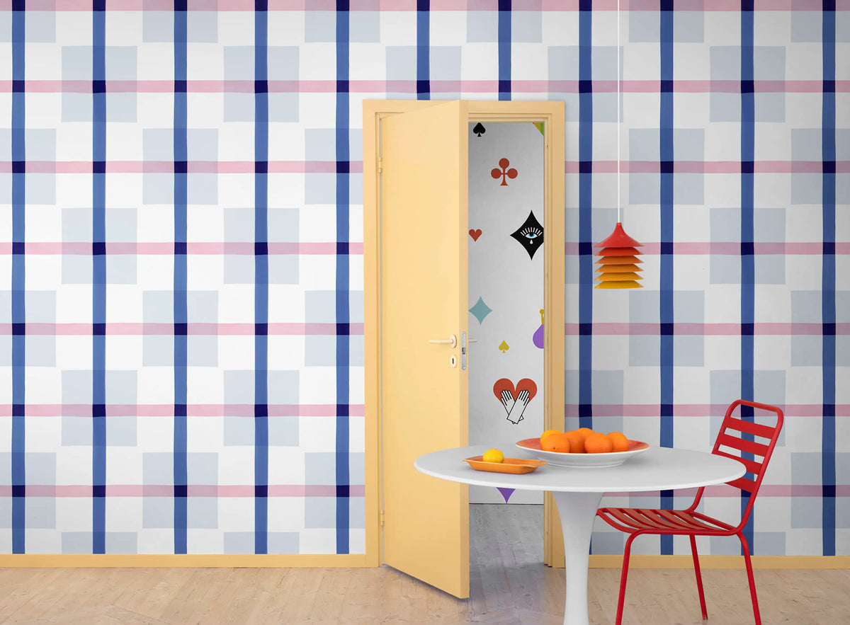 Outside The Box Blue & Pink Mural Wallpaper - room preview 03