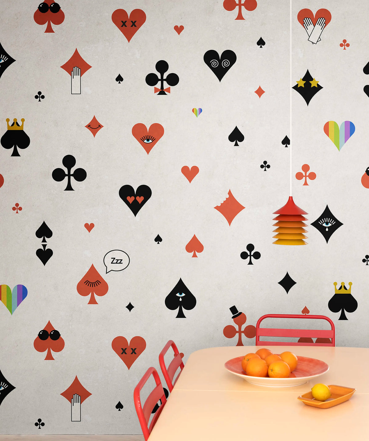 Poker Face, Red Mural Wallpaper - room preview 03