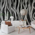 Zebra Stripes, Graphite Mural Wallpaper - room preview 03