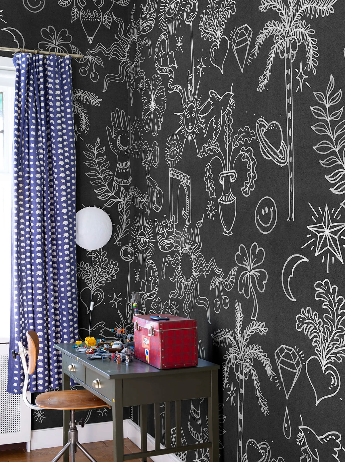 Doodle, Black Mural Wallpaper - room preview 03