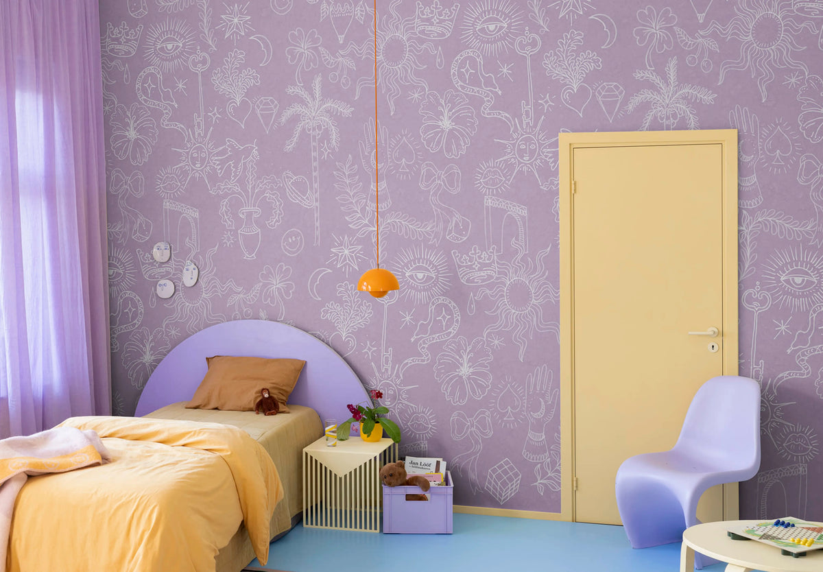 Doodle, Lilac Mural Wallpaper - room preview 03