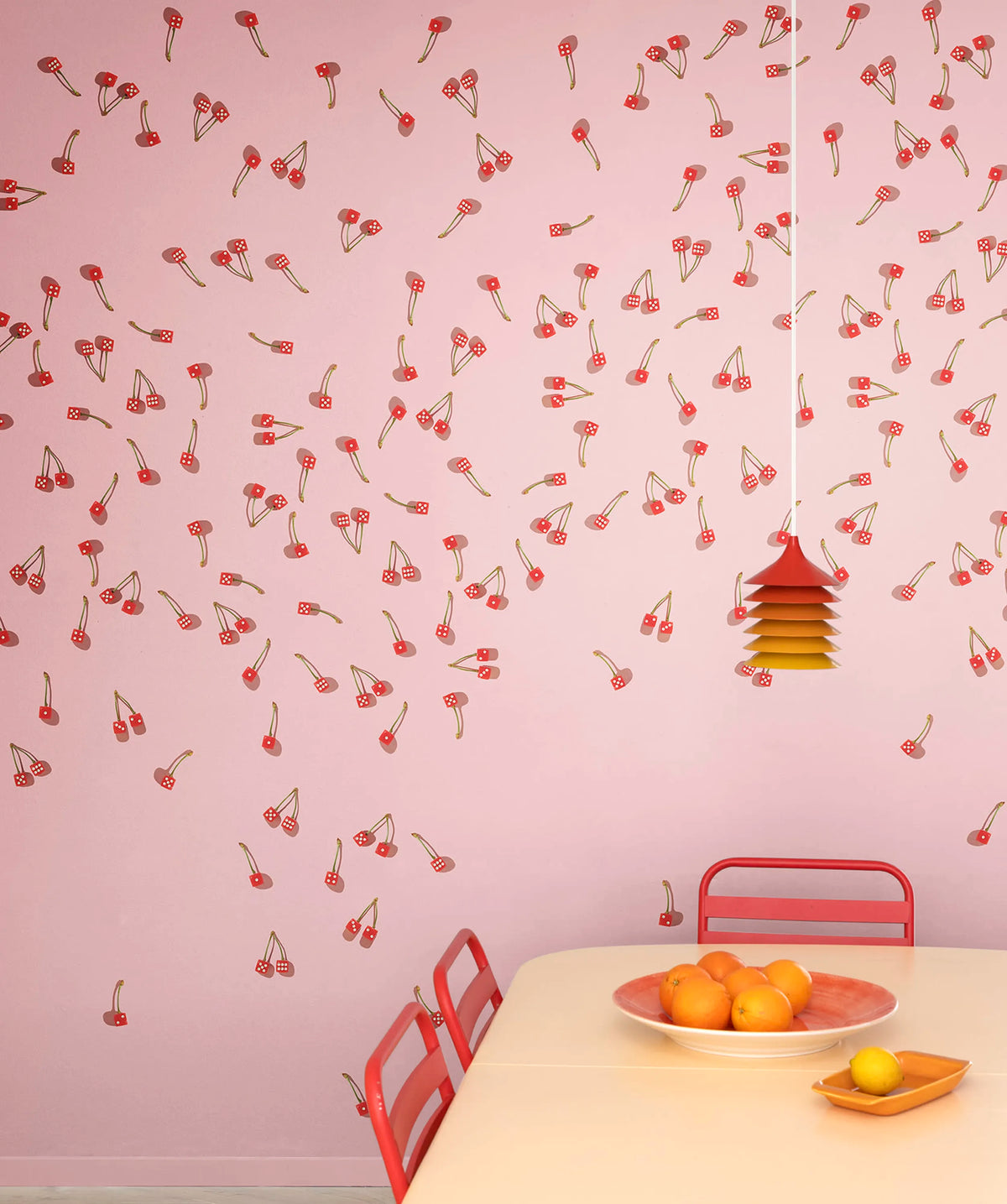 Cherry Dice, Pink Mural Wallpaper - room preview 03