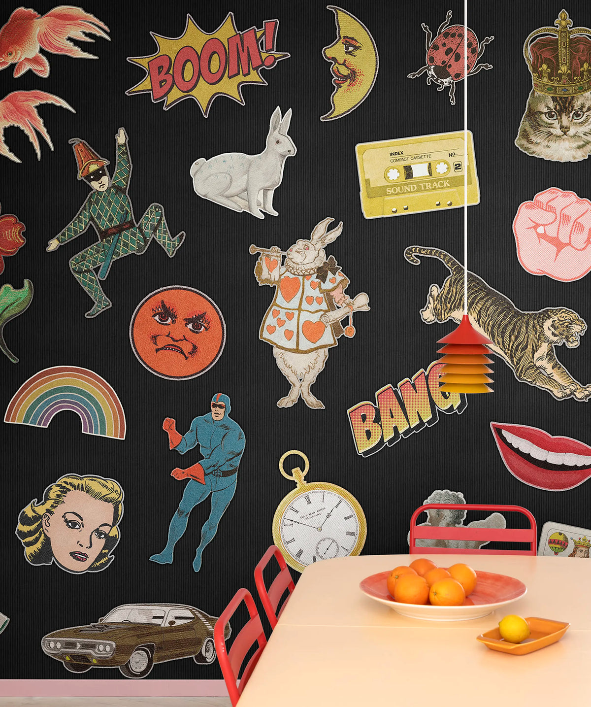 Patches, Black Mural Wallpaper - room preview 03