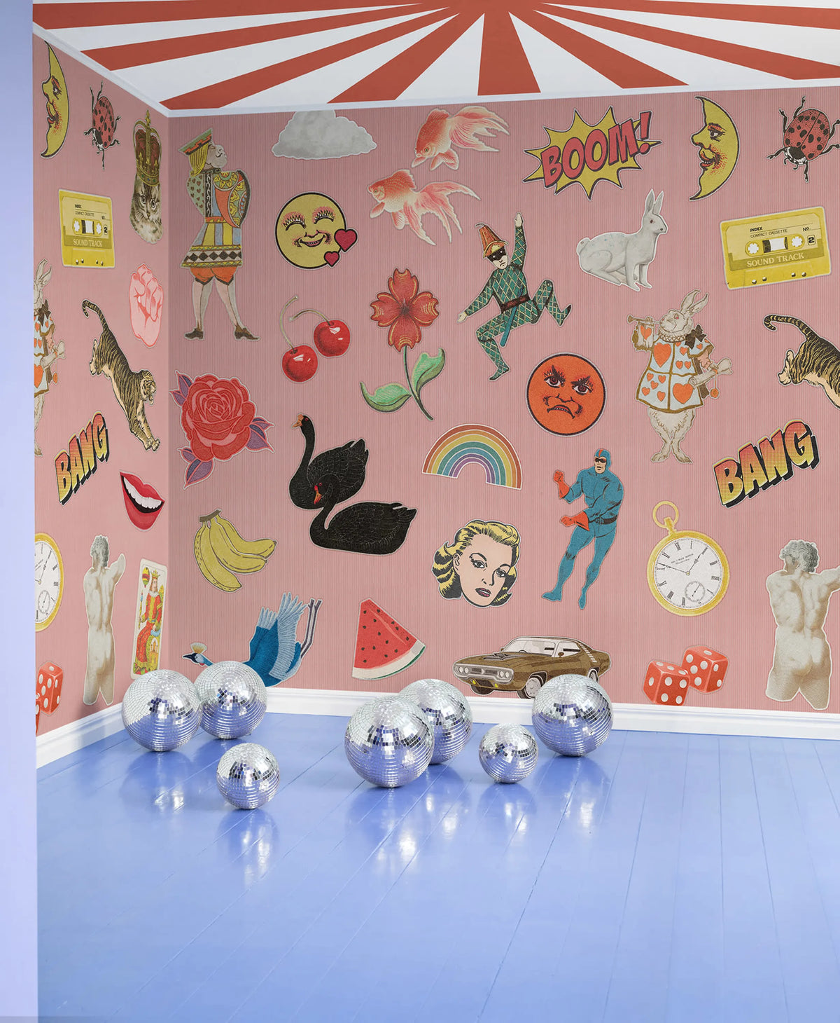Patches, Pink Mural Wallpaper - room preview 03