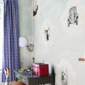 Retro Clouds, Blue Mural Wallpaper - room preview 03