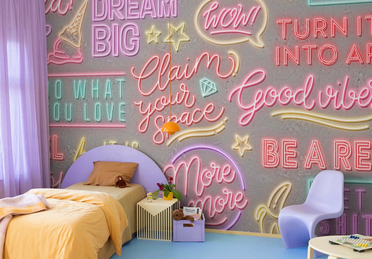 Neon Vibes, Concrete Mural Wallpaper - room preview 03