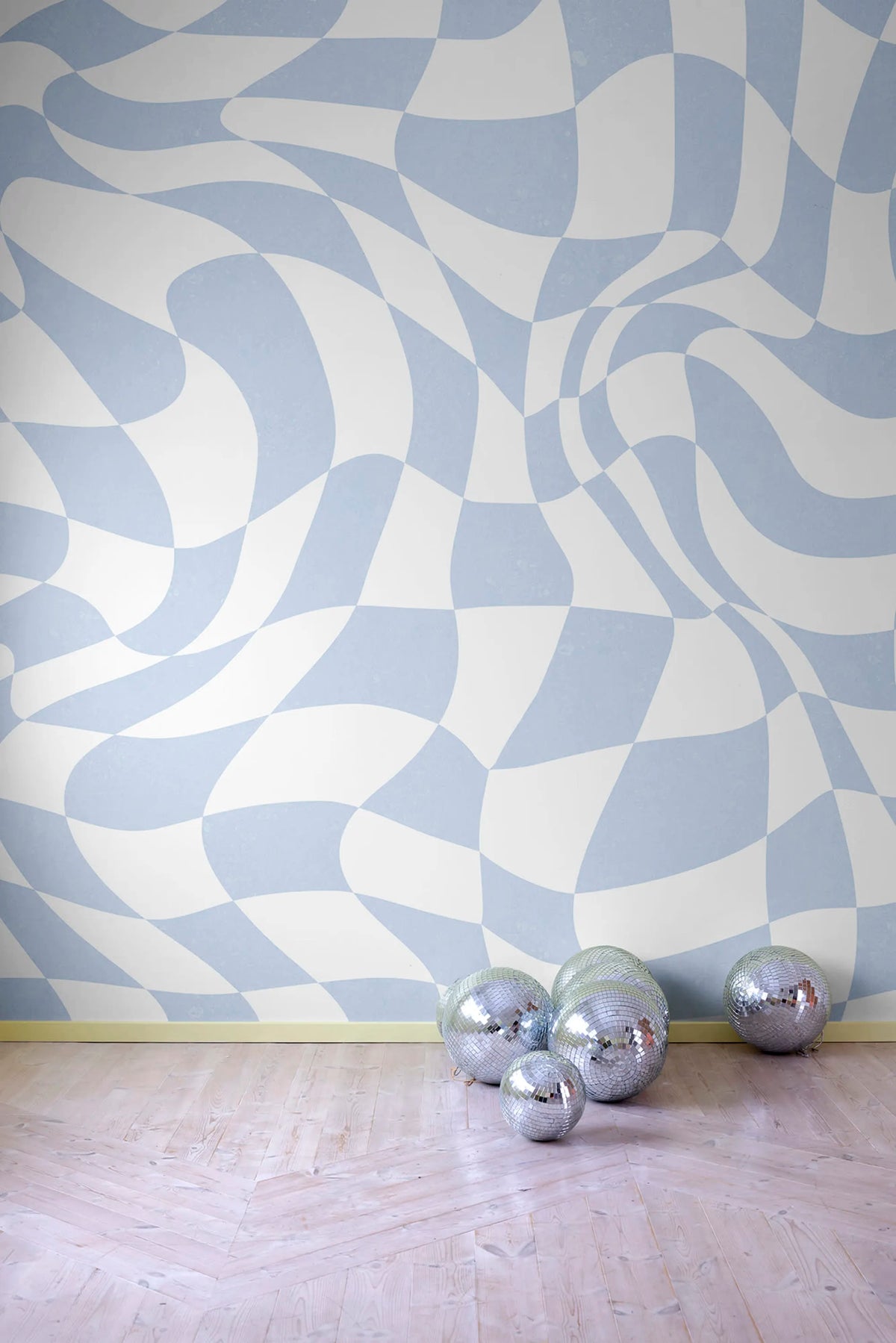 Psychedelic Chess, Blue Mural Wallpaper - room preview 03