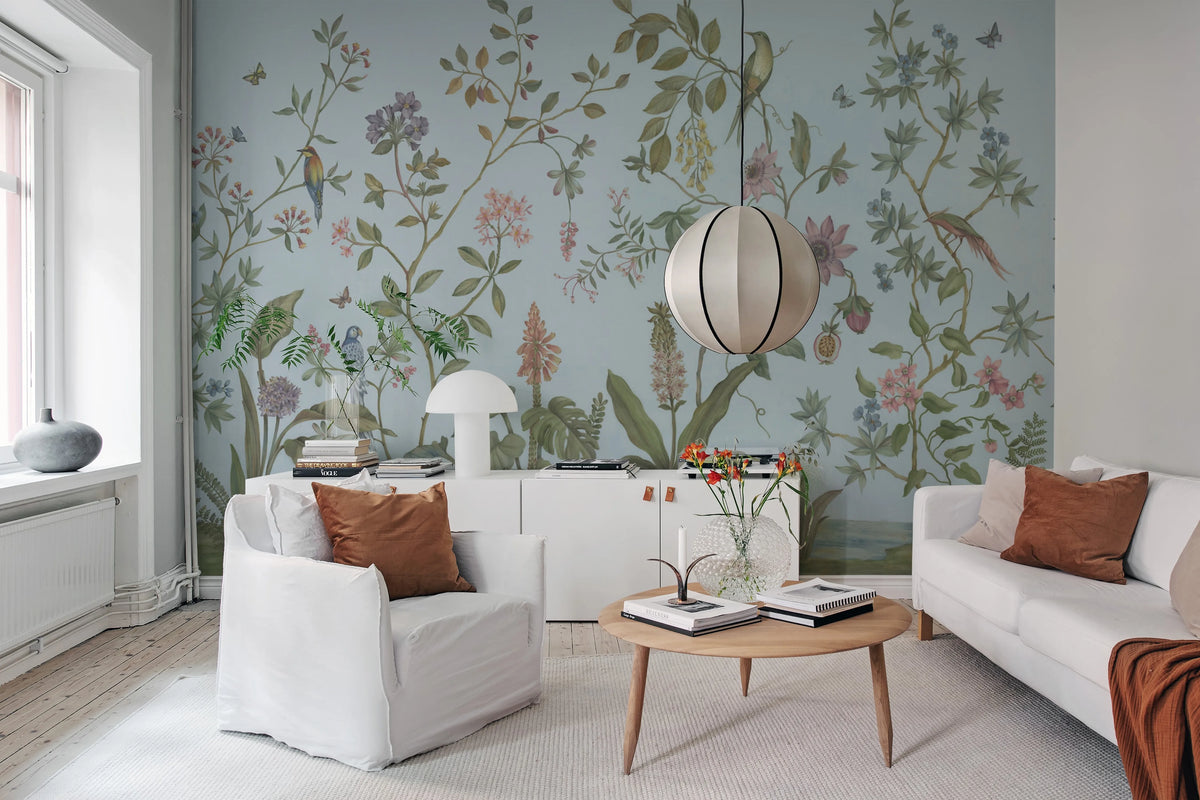 Chinoiserie, Blue Mural Wallpaper - room preview 03