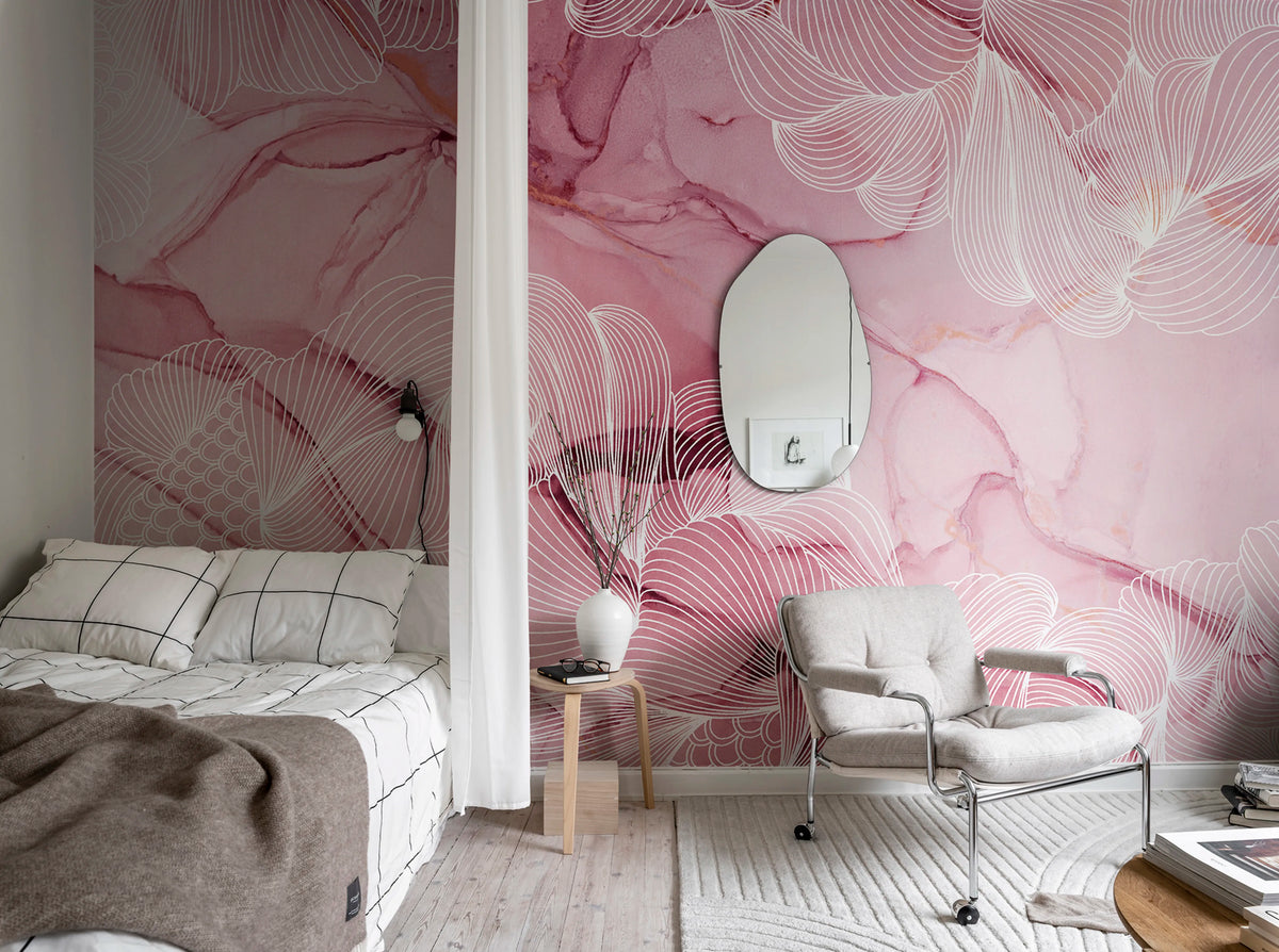 Opulence, Magenta Mural Wallpaper - room preview 03