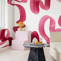 Waves, Magenta Mural Wallpaper - room preview 03
