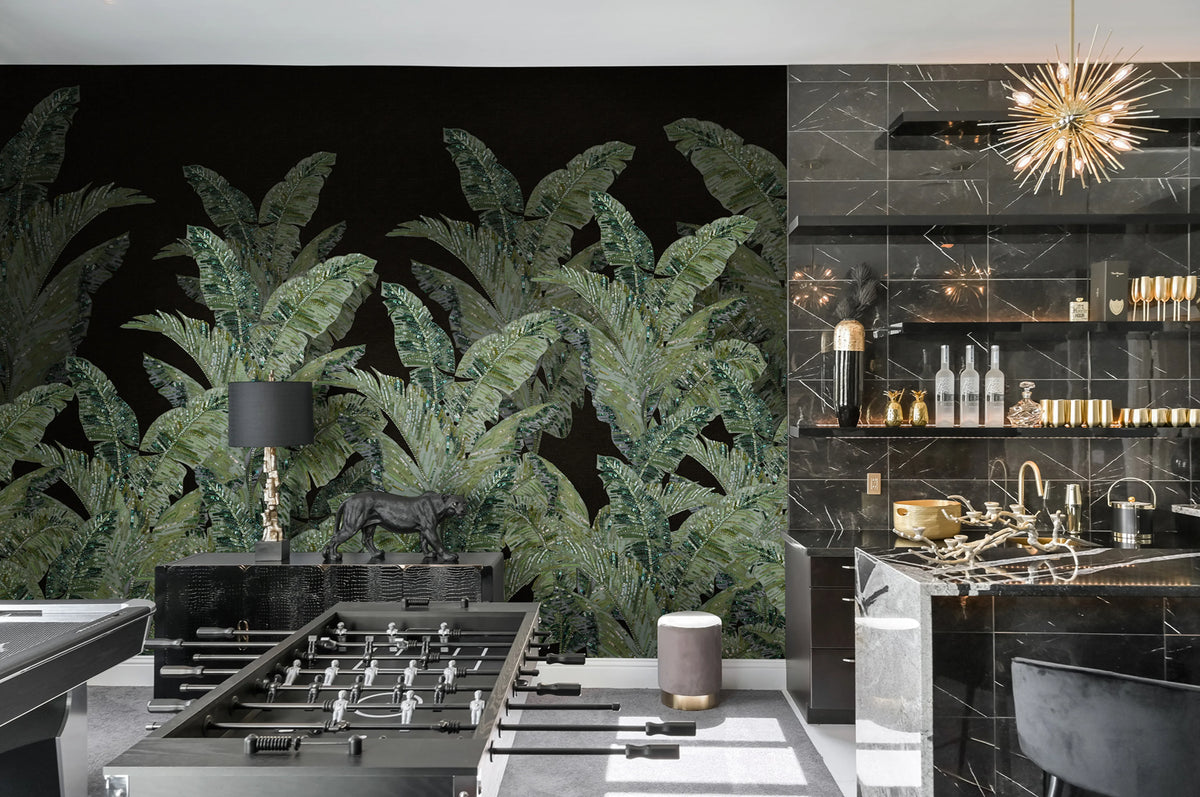 Jungle Pearl, Black Mural Wallpaper - room preview 03