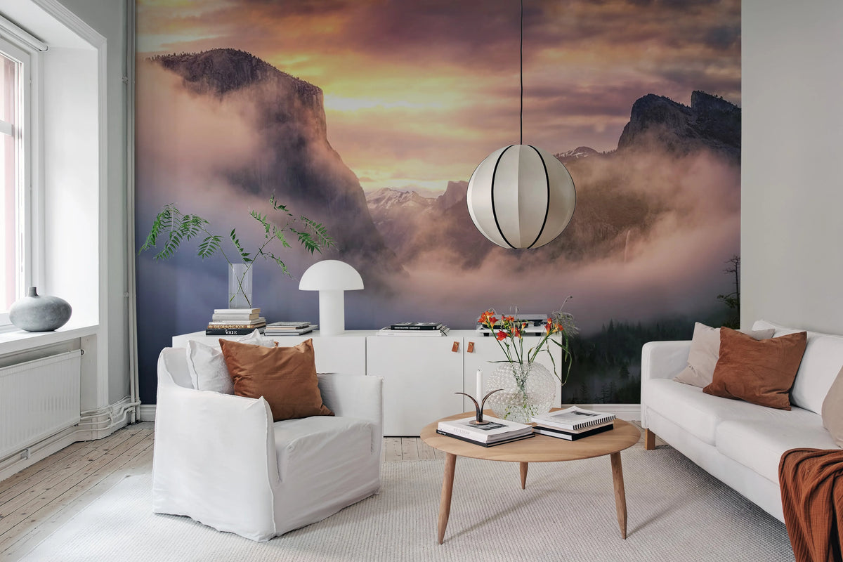 Sunset Mountains Mural Wallpaper - room preview 03