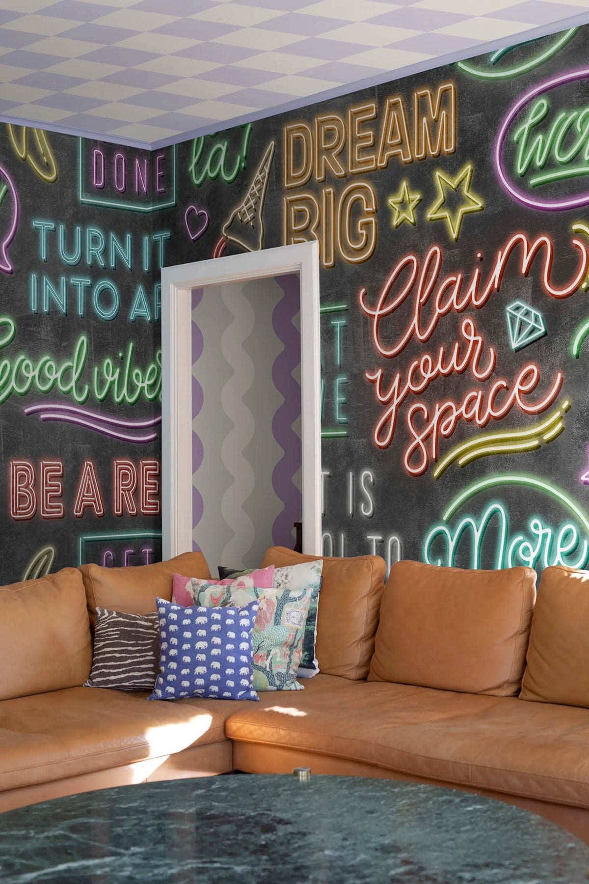 Neon Vibes, Graphite Mural Wallpaper - room preview 03