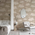 Whooper Swan, Beige Mural Wallpaper - room preview 03